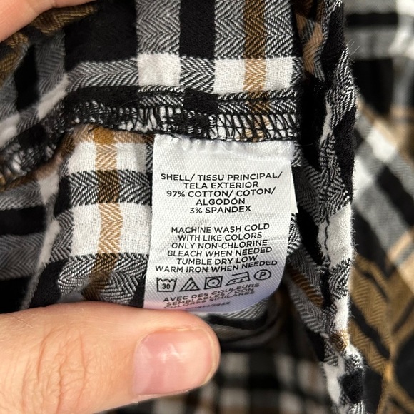 Loft Black Brown Plaid Blouse Casual Comfy Medium - Picture 3 of 6